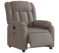 vidaXL Sillón Reclinable de Masaje Eléctrico, Silla con Respaldo, Sillón Orejero Ajustable, Asiento para Personas Mayores, Tela Gris Taupe