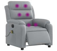vidaXL Sillón Reclinable de Masaje Eléctrico, Silla con Respaldo, Sillón Orejero Ajustable, Asiento para Personas Mayores, Tela Gris Claro