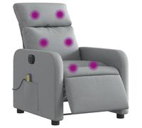 vidaXL Sillón Reclinable de Masaje Eléctrico, Silla con Respaldo, Sillón Orejero Ajustable, Asiento para Personas Mayores, Tela Gris Claro