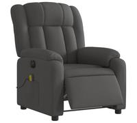 vidaXL Sillón Reclinable de Masaje Eléctrico, Silla con Respaldo, Sillón Orejero Ajustable, Asiento para Personas Mayores, Tela Gris Oscuro