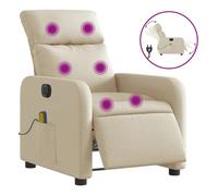 Vidaxl sillón reclinable de masaje eléctrico tela color crema