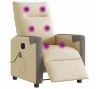 vidaXL Sillón reclinable de masaje eléctrico tela color crema