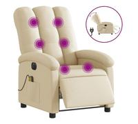 Vidaxl sillón reclinable de masaje eléctrico tela color crema