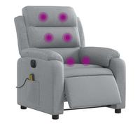 vidaXL Sillón Reclinable de Masaje Eléctrico, Silla con Respaldo, Sillón Orejero Ajustable, Asiento para Personas Mayores, Tela Gris Claro