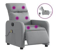 vidaXL Sillón reclinable de masaje eléctrico, orejero ajustable, personas mayores, tela gris claro