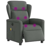 vidaXL Sillón reclinable de masaje eléctrico tela gris oscuro
