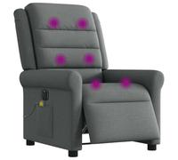 vidaXL Sillón reclinable de Masaje eléctrico Tela Gris Oscuro