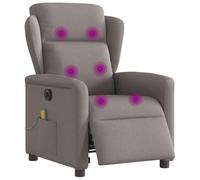 vidaXL Sillón reclinable de masaje eléctrico tela gris taupe