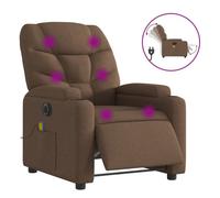 vidaXL Sillón Reclinable de Masaje Eléctrico, Silla con Respaldo Reposabrazos, Sillón de Relax Descanso, Asiento Ajustable, Tela Marrón