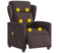 vidaXL Sillón reclinable de masaje eléctrico tela marrón oscuro