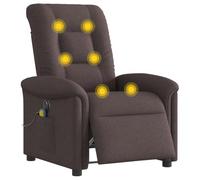 vidaXL Sillón reclinable de masaje eléctrico tela marrón oscuro
