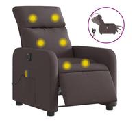 Vidaxl sillón reclinable de masaje eléctrico tela marrón oscuro