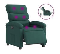 Vidaxl sillón reclinable de masaje eléctrico tela verde oscuro