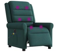 vidaXL Sillón reclinable de masaje eléctrico tela verde oscuro