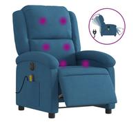 vidaXL Sillón reclinable de masaje eléctrico con asiento ajustable y reposabrazos terciopelo azul