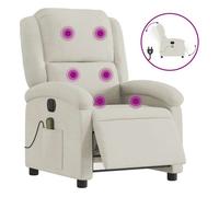 vidaXL Sillón Reclinable de Masaje Eléctrico – Asiento ajustable, Terciopelo crema