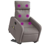 vidaXL Sillón Reclinable de Masaje Elevable, Silla con Respaldo Reposabrazos, Sillón de Relax Descanso, Asiento Ajustable, Tela Gris Taupe