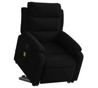 vidaXL Sillón Reclinable de Masaje Elevable, Silla con Respaldo, Sillón Orejero Ajustable, Asiento para Personas Mayores, Terciopelo Negro