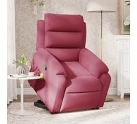 vidaXL Sillón Reclinable de Masaje Elevable, Silla con Respaldo, Sillón Orejero Ajustable, Asiento para Personas Mayores, Terciopelo Rojo Tinto