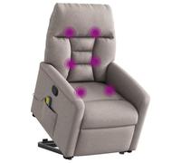 vidaXL Sillón reclinable de Masaje elevable Tela Gris taupé