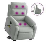 vidaXL Sillón Reclinable de Masaje Elevable, Silla con Respaldo, Sillón Orejero Ajustable, Asiento para Personas Mayores, Terciopelo Gris Claro