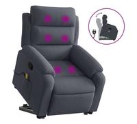 Vidaxl sillón reclinable de masaje elevable terciopelo gris oscuro
