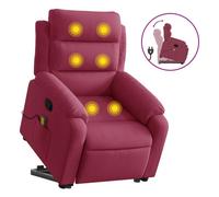 Vidaxl sillón reclinable de masaje elevable terciopelo rojo tinto
