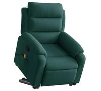 vidaXL Sillón reclinable de Masaje elevable Terciopelo Verde Oscuro