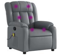 vidaXL Sillón reclinable de Masaje en Piel sintética Gris