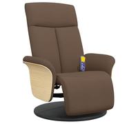 vidaXL Sillón Reclinable de Masaje, Silla con Reposapiés Respaldo Reposabrazos, Sillón de TV Relax Descanso, Asiento para Salón, Tela Marrón
