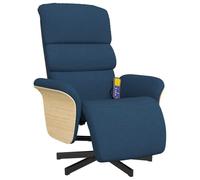 vidaXL Sillón Reclinable de Masaje, Silla con Reposapiés Respaldo Reposabrazos, Sillón de TV Relax Descanso, Asiento para Salón, Tela Azul