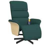 vidaXL Sillón Reclinable de Masaje, Silla con Reposapiés Respaldo Reposabrazos, Sillón de TV Relax Descanso, Asiento para Salón, Tela Verde Oscuro