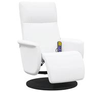 vidaXL Sillón Reclinable de Masaje, Silla con Reposapiés, Sillón de Descanso Relax TV, Asiento Tapizado para Salón Hogar, Cuero Sintético Blanco