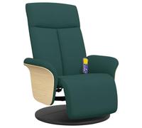 vidaXL Sillón Reclinable de Masaje, Silla con Reposapiés, Sillón de Descanso Relax TV, Asiento Tapizado para Salón Hogar, Tela Verde Oscuro
