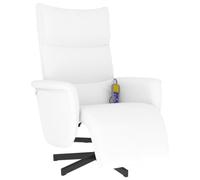 vidaXL Sillón Reclinable de Masaje, Silla con Reposapiés, Sillón de Descanso Relax TV, Asiento Tapizado para Salón Hogar, Cuero Sintético Blanco