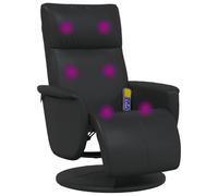 vidaXL Sillón Reclinable de Masaje, Silla con Reposapiés, Sillón de Descanso Relax TV, Asiento Tapizado para Salón Hogar, Cuero Sintético Negro