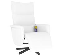 vidaXL Sillón Reclinable de Masaje, Silla con Reposapiés, Sillón de Descanso Relax TV, Asiento Tapizado para Salón Hogar, Cuero Sintético Blanco