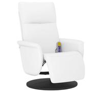 vidaXL Sillón Reclinable de Masaje, Silla con Reposapiés, Sillón de Descanso Relax TV, Asiento Tapizado para Salón Hogar, Cuero Sintético Blanco