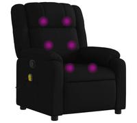 vidaXL Sillón Reclinable de Masaje – Butaca relax con reposabrazos, asiento ajustable, tela negra