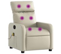 vidaXL Sillón Reclinable de Masaje, Silla con Respaldo Reposabrazos, Butaca de Relax Descanso TV, Asiento para Casa, Cuero Sintético Crema
