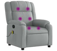 vidaXL Sillón Reclinable de Masaje, Silla con Respaldo Reposabrazos, Butaca de Relax Descanso TV, Asiento Ajustable para Casa, Tela Gris Claro