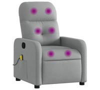 vidaXL Sillón Reclinable de Masaje, Silla con Respaldo Reposabrazos, Butaca de Relax Descanso TV, Asiento Ajustable para Casa, Tela Gris Claro