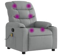 vidaXL Sillón Reclinable de Masaje, Silla con Respaldo Reposabrazos, Butaca de Relax Descanso TV, Asiento Ajustable para Casa, Tela Gris Claro