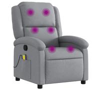 vidaXL Sillón Reclinable de Masaje, Silla con Respaldo Reposabrazos, Sillón de Televisión Relax Descanso, Asiento para Salón Hogar, Tela Gris Claro