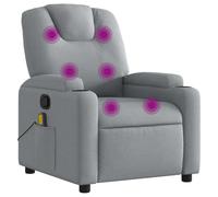 vidaXL Sillón Reclinable de Masaje, Silla con Respaldo Reposabrazos, Sillón de Televisión Relax Descanso, Asiento para Salón Hogar, Tela Gris Claro