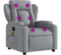 vidaXL Sillón Reclinable de Masaje, Silla con Respaldo Reposabrazos, Sillón de Televisión Relax Descanso, Asiento para Salón Hogar, Tela Gris Claro