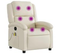 Sillón reclinable de masaje cuero sintético crema