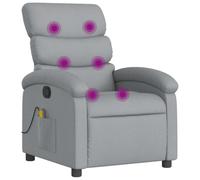 vidaXL Sillón reclinable de masaje para salón y oficina sin adaptador de corriente, tela gris claro