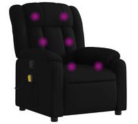 vidaXL Sillón Reclinable de Masaje sin Adaptador de Corriente, Silla con Respaldo Reposabrazos, Butaca de Relax Descanso TV, Asiento Ajustable para Casa, Tela Negro