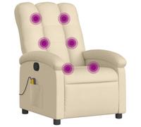 vidaXL Sillón reclinable de Masaje tapizado en Tela Color Crema